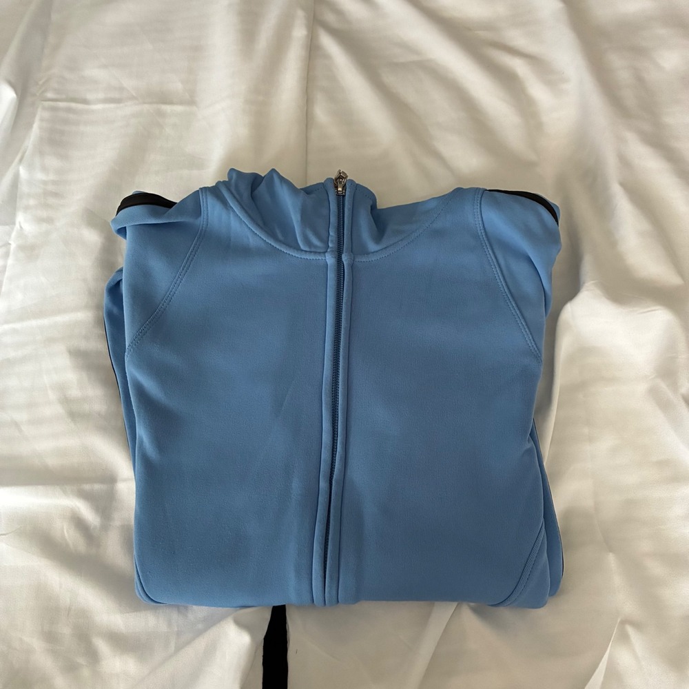 Talbots Full Zip Comfort‎ Hoodie Jacket Athletic Track Blue Black Trim S
